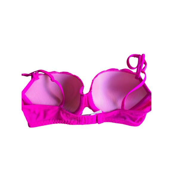 Pink Victoria's Secret Date Push Up Bra 32C Womens Hot Pink Underwired - Picture 4 of 6
